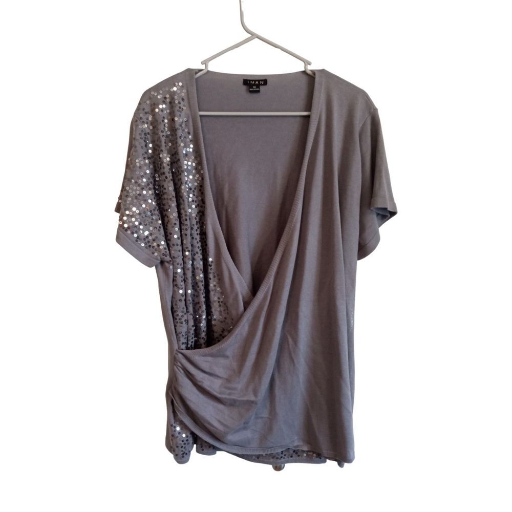Iman Dusty purple layer side sequin sparkle blouse